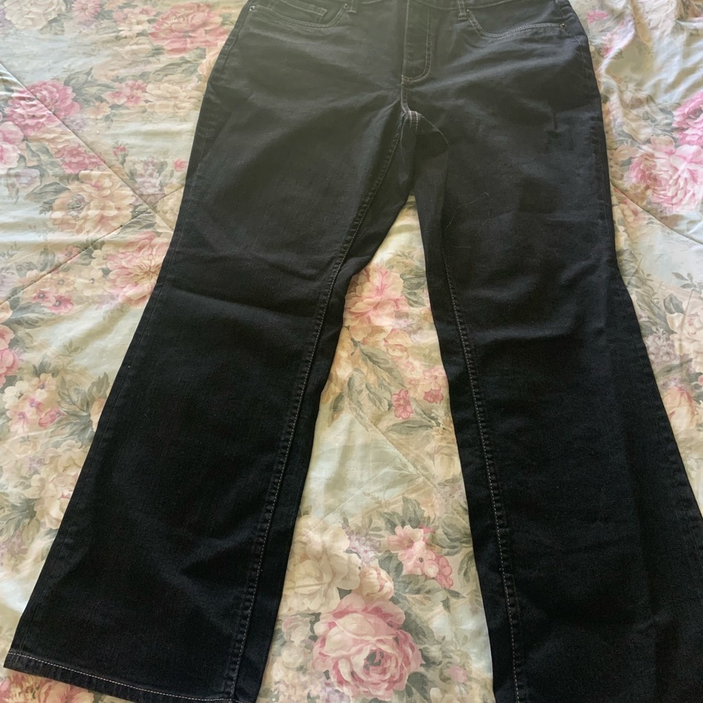 These are Coldwater Creek black wash size p14 jeans